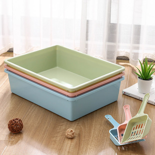Uncovered Square Cat Litter Box Pet Toilet Pet Cat Litter Box Pet Cleaning Supplies Gift Cat Litter Shovel 0049