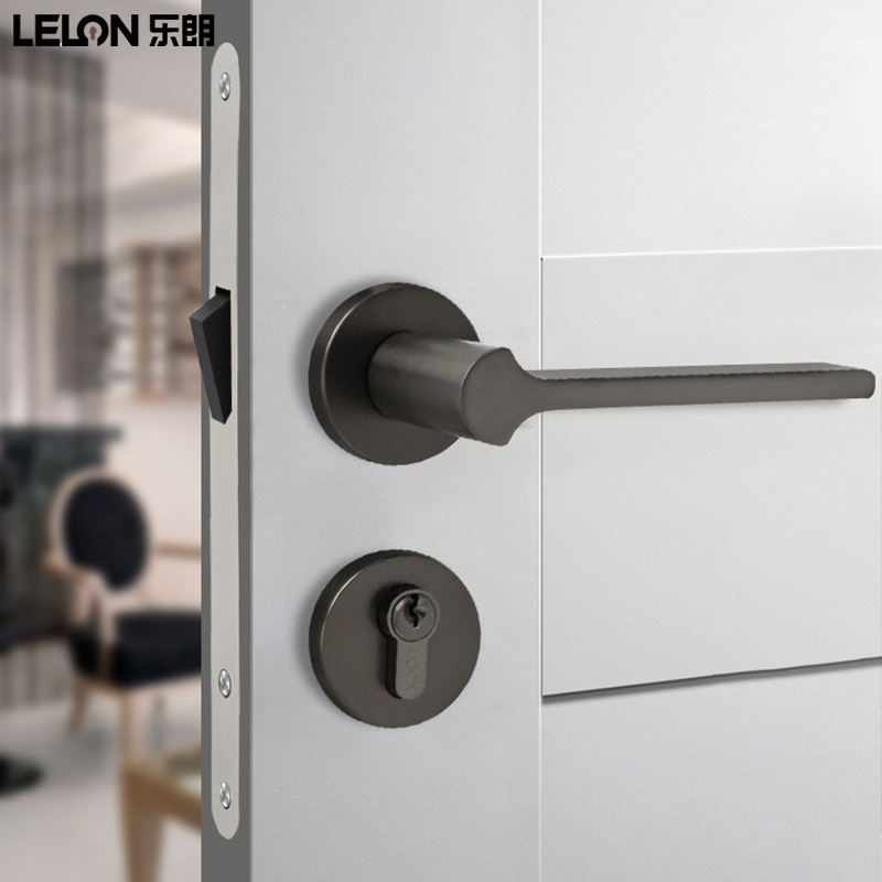Aleación de zinc cerradura de la puerta interior gris split manija cerradura al por mayor dormitorio mudo cerradura de la puerta sólida split Lock