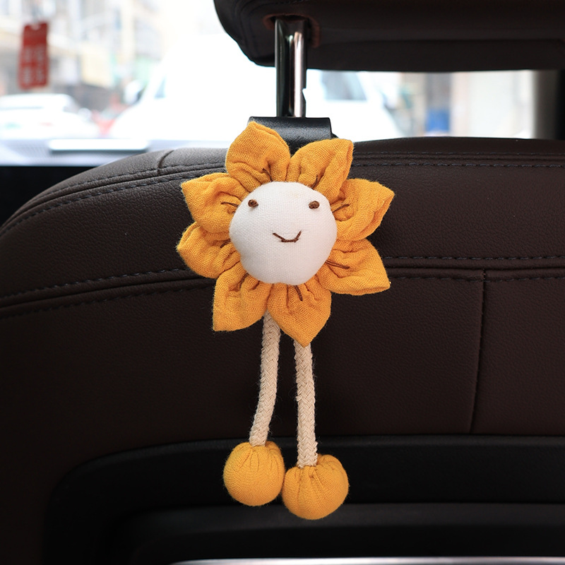 Gancho para automóvil, respaldo del asiento, filas delanteras y traseras, flores lindas, almacenamiento multifunción para automóvil, respaldo, gancho pequeño, suministros para automóvil