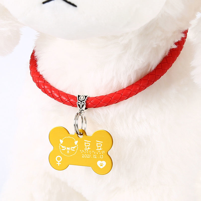 빨간 가죽 칼라 [벨 없음]