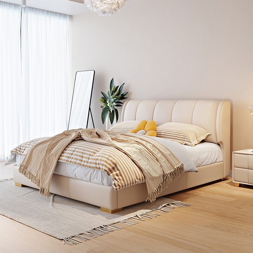 Creamy wind soft casual leather bed master bedroom luxurious multi-functional storage 1.5 meters 1.8 meters double bed