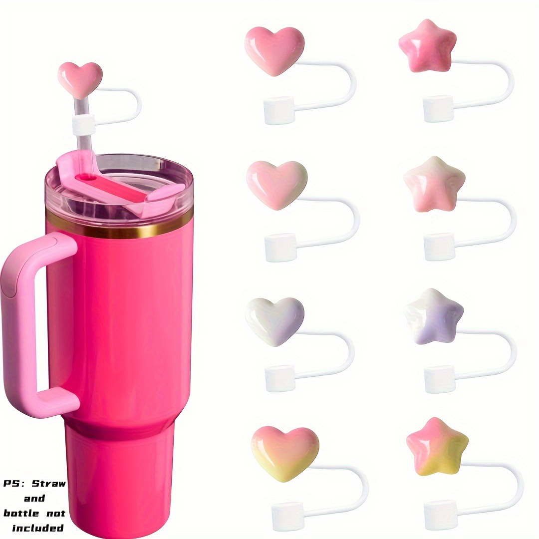 Transfronterizo amor gradiente mangas de paja de silicona se pueden repetir 10 mm lindos accesorios deportivos cubierta de polvo de goma suave estrella