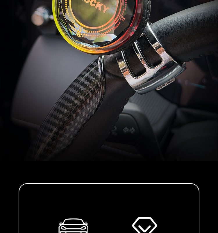 Car Crystal Steering Wheel Booster with Logo, Universal Steering Power Ball, Bearing Assist Device, Effort-Saving Ball