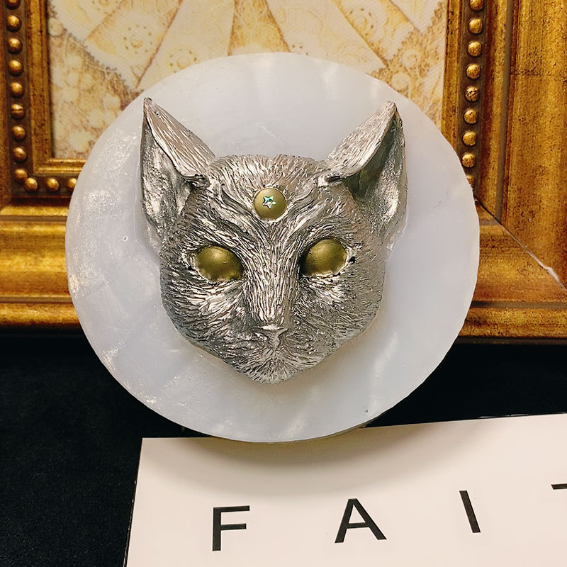 Molde de silicona para decoración de cabeza de gato malvado, adornos de aromaterapia de bricolaje, molde de fondant de gato diablo, pellizco de goteo de chocolate