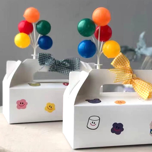 Colorful balloon plug-in Children's Day cake decoration macaron colorful plastic balloon plug-in string baking plug-in card