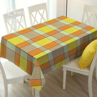 Ruinian factory direct color matching yellow plaid tablecloth rectangular tablecloth waterproof and oil-proof pvc tablecloth