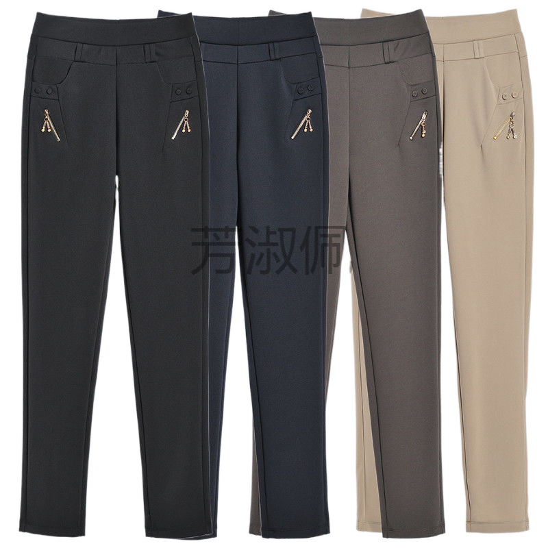 FS 새로운 여성 바지 스트레치 엄마 바지 중년 여성의 높은 허리 캐주얼 바지 봄과 가을 여름 얇은 중년 및 노인