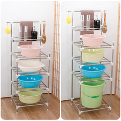 洗臉架子農村老式不鏽鋼洗臉盆架浴室衛生間置物架置地式多層加厚