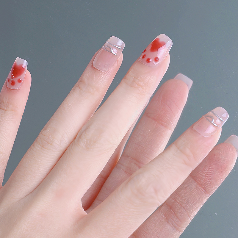 Parche de uñas terminado 2023 nuevo desgaste de uñas de alta calidad cortas pegatinas de uñas azules hechas a mano al por mayor