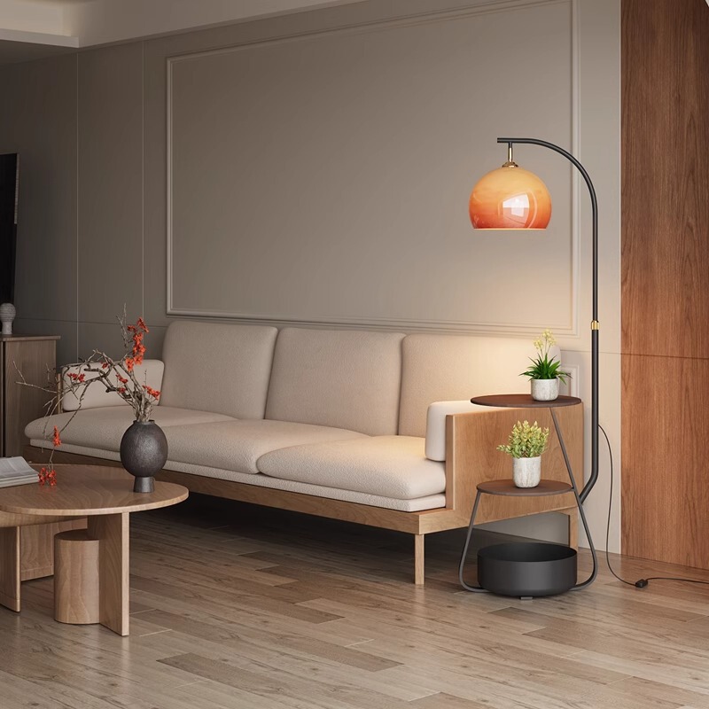 Floor Lamp Next to the Design Sofa, Bedroom, Antique Style Side Table, Retro Living Room, Bedside Fishing Lamp