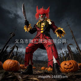 跨境万圣节疯狂小丑男式cosplay角色扮演表演服装演出服