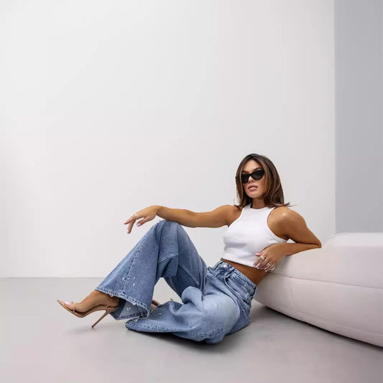 American Retro Straight Ripped Jeans Women's European and American Cross-border 2024 Summer New Foreign Trade Wide Leg Pants in stock