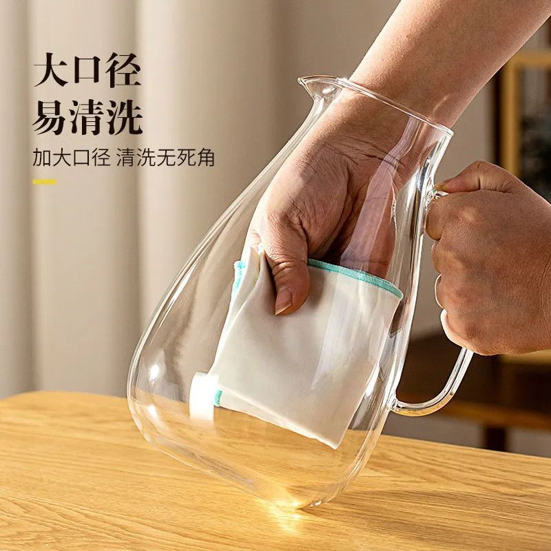 中式胡桃木冷水壶高级玻璃冷水壶高硼硅耐热凉白开水壶待客茶壶扎|undefined