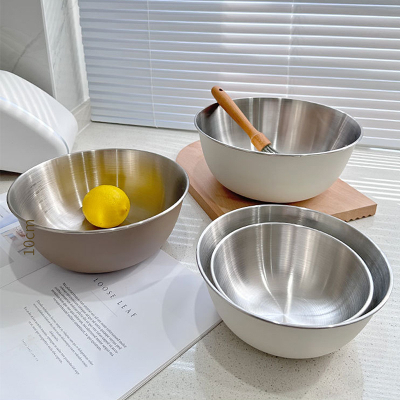 304 Stainless Steel Bowl Muji Unbranded Mixing Bowl Fruit Salad Bowl Cooking Bowl with Scale Measuring Bowl Customizable 304 Stainless Steel Bowl Muji Unbranded Mixing Bowl Fruit Salad Bowl Cooking Bowl with Scale Measuring Bowl Customizable