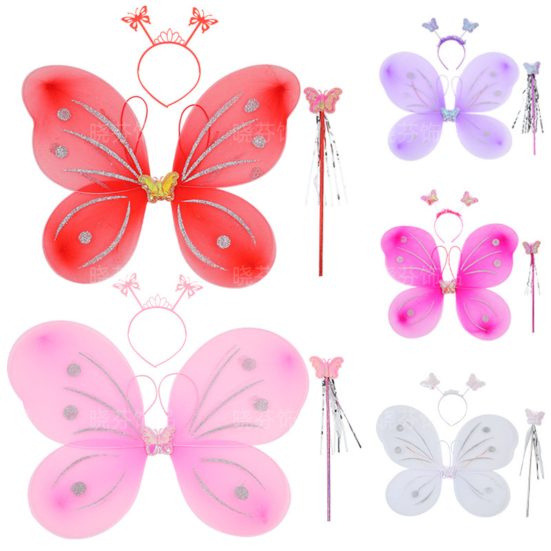 New children's dot butterfly wings performance props butterfly elf back accessories headband fairy stick suit wholesale New children's dot butterfly wings performance props butterfly elf back accessories headband fairy stick suit wholesale