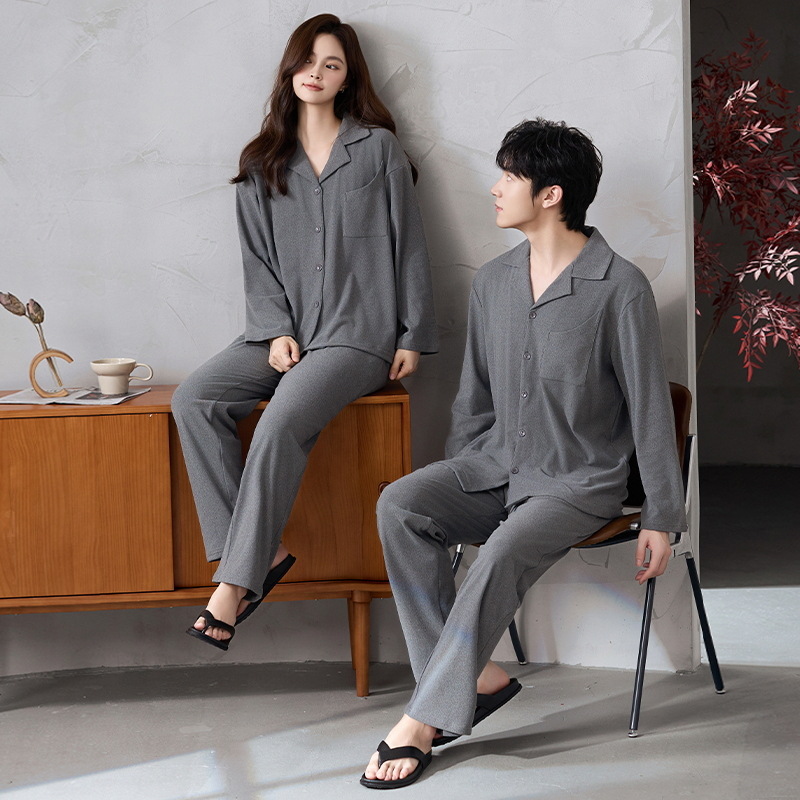 Pajamas de pareja para mujeres 2025 otoño y invierno caliente catiónico de lana cardigan de manga larga calentamiento ropa de hogar para hombres set