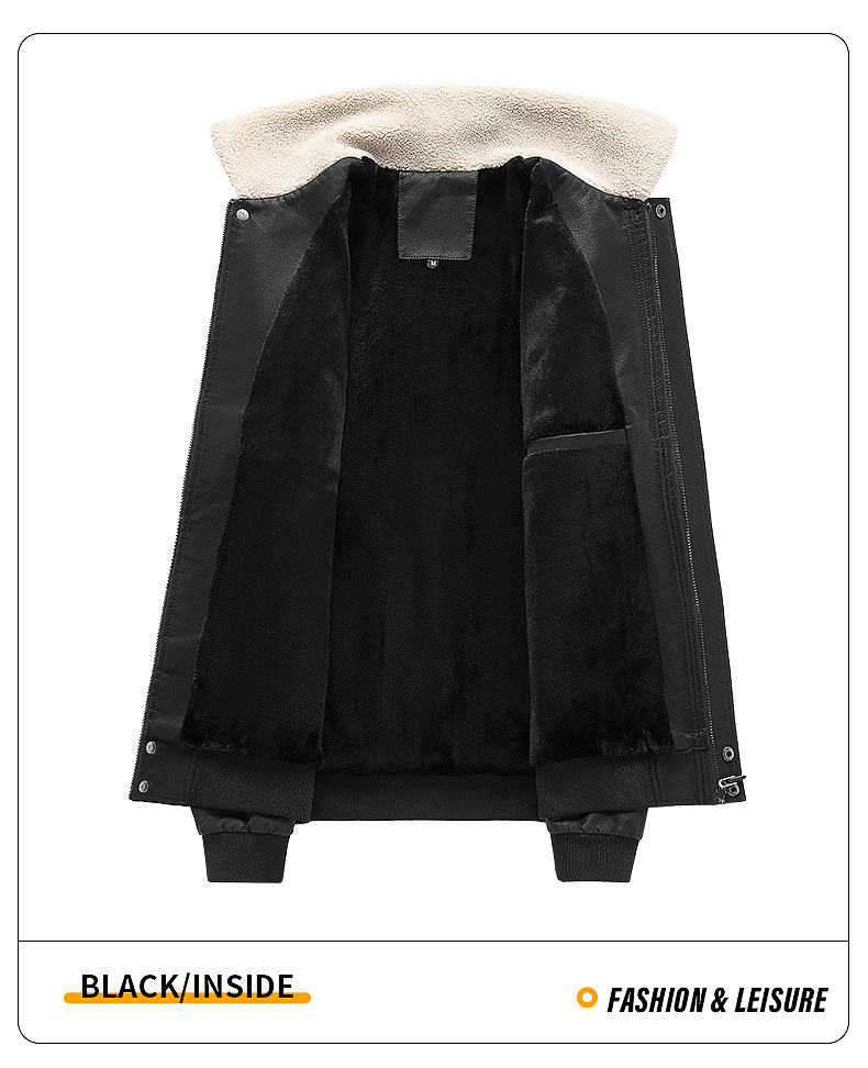 Men's Leather Jacket With Fleece Lining For Winter And Autumn Style_voghion.com