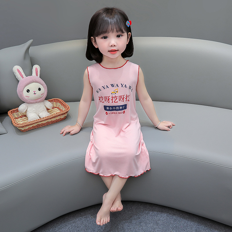 Camisón de seda helada para niñas, estilo fino de verano 2026, nuevo pijama para niñas, ropa de casa, lindo vestido tipo chaleco para bebés. image 8