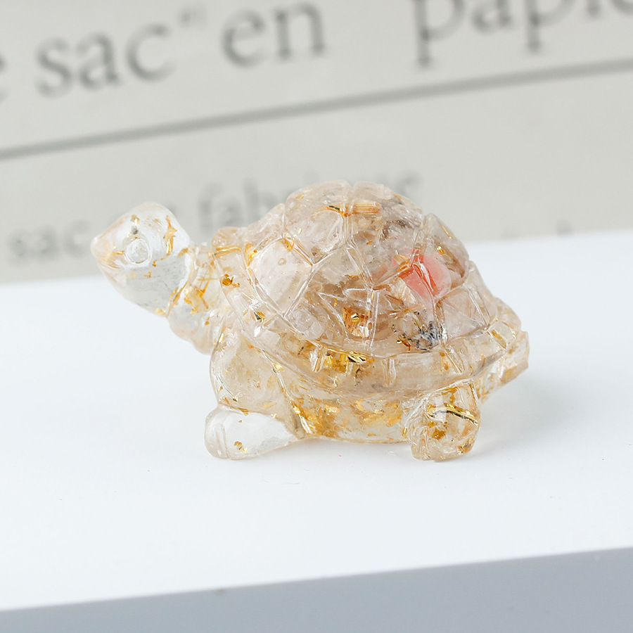 Cristal natural Animal Cristal blanco Cute Little Turtle Decoración creativa Adornos de escritorio Artesanías Decoración de coche