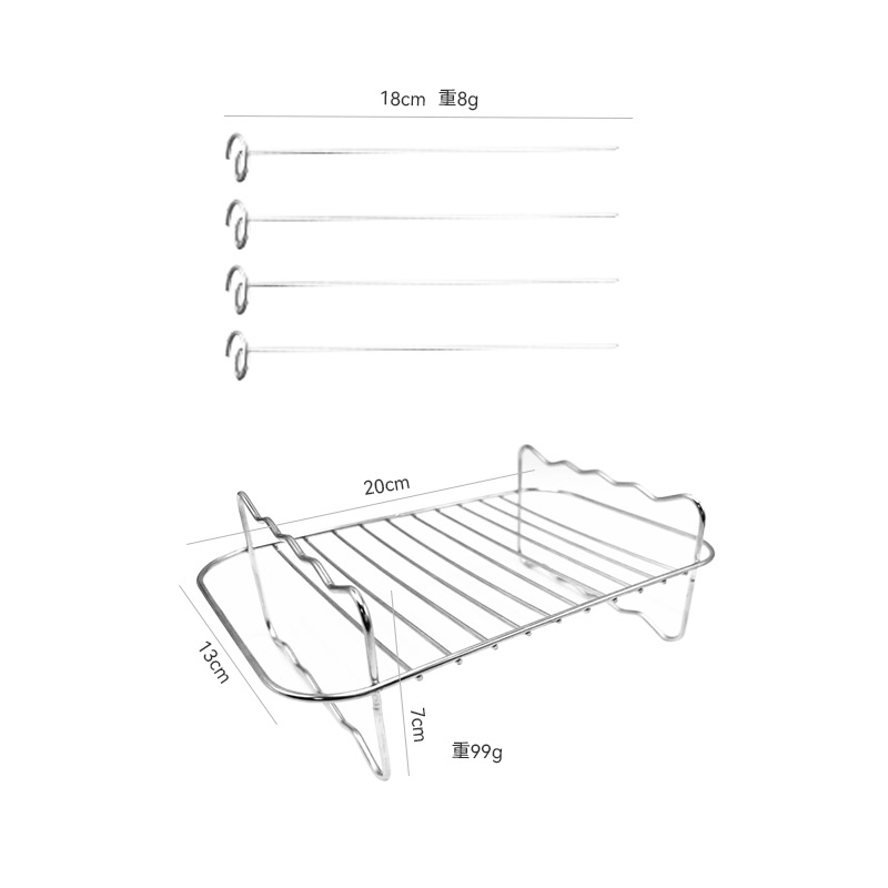 Accesorios para parrillas para freidoras de aire, parrillas para barbacoa, parrillas de acero inoxidable, parrillas al vapor, brochetas rectangulares de doble olla, parrillas para barbacoa