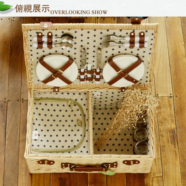 Comercio exterior personalizado canasta de picnic de vidro canasta de almacenamiento de sauce canasta de frutas canasta de cubierta de aislamiento canasta de picnic canasta mayorista