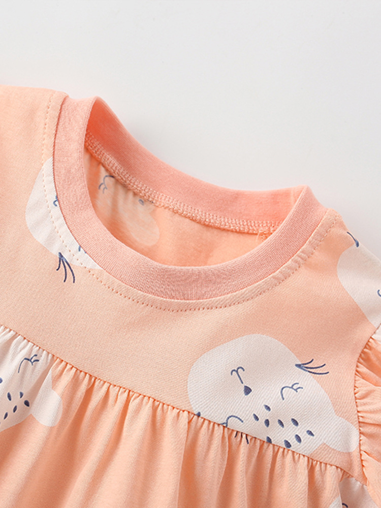 Traje de niña malwee transfronterizo, nuevo estilo de verano, cuello redondo, traje de dos piezas para niños pequeños y medianos europeos y americanos, ropa linda para niñas