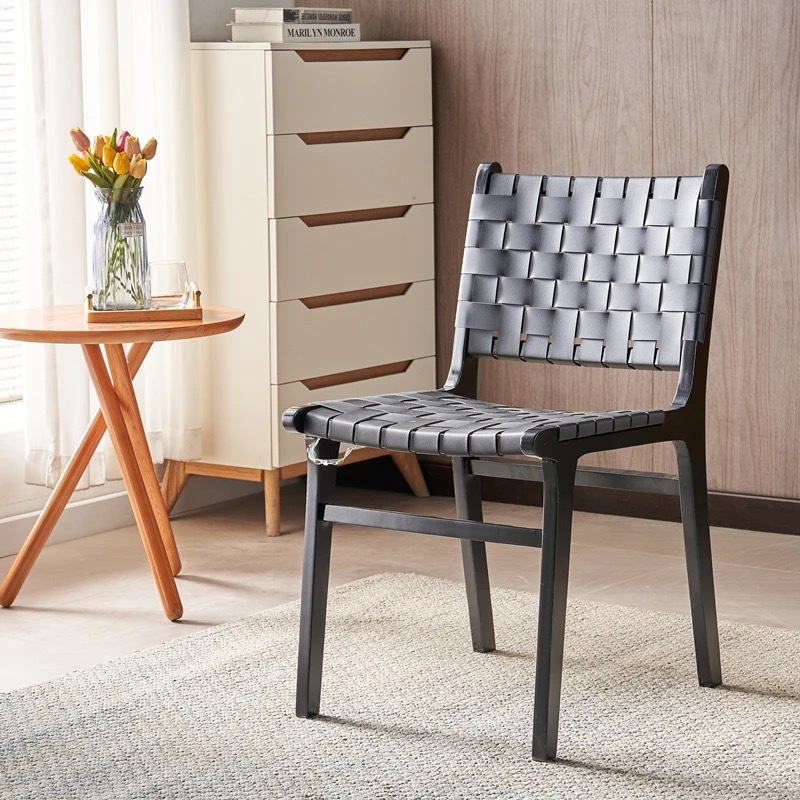 Silla de comedor minimalista italiana silla de cuero silla de comedor casera silla de mesa de escritorio nórdica silla de mahjong hotel
