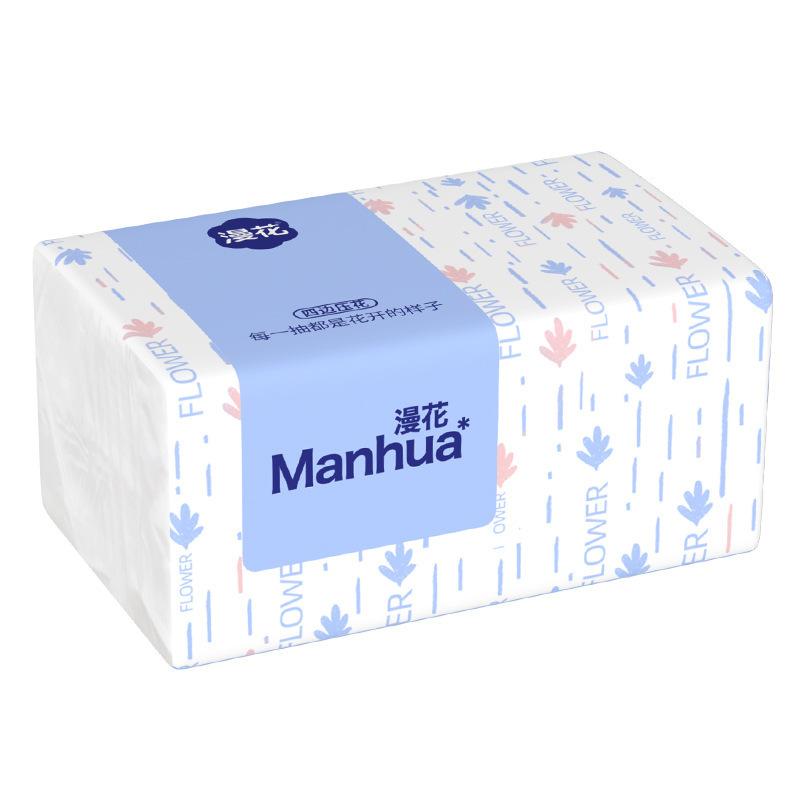 漫花抽纸整箱24包原生木浆五层餐巾纸4D压花家用实惠装清洁卫生纸|undefined