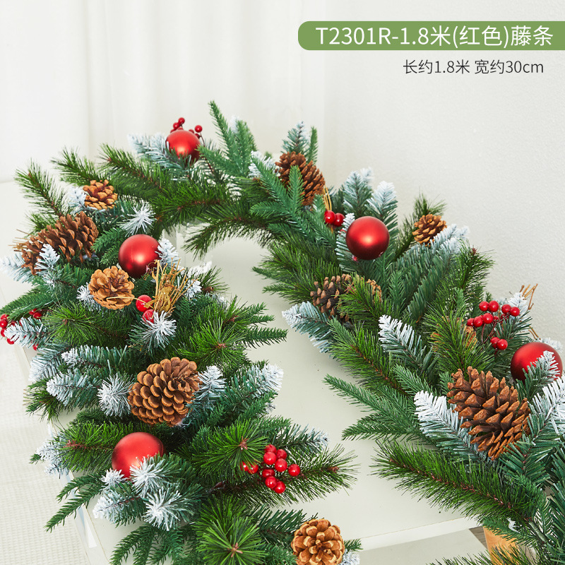 クリスマス装飾品創意暗号化植毛雪花藤条ホテルデパートのショーウインドーのドアの階段手すりの配置