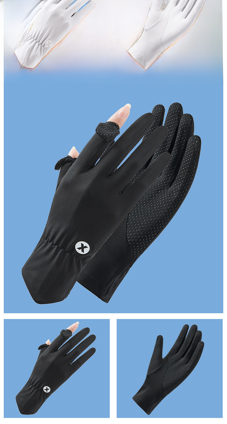 Sunscreen Gloves Women's Ultraviolet Protection Flip Thin Summer Ice Silk Breathable Fashion Electric Bicycle Bike Driving Finger_maomaolike.com