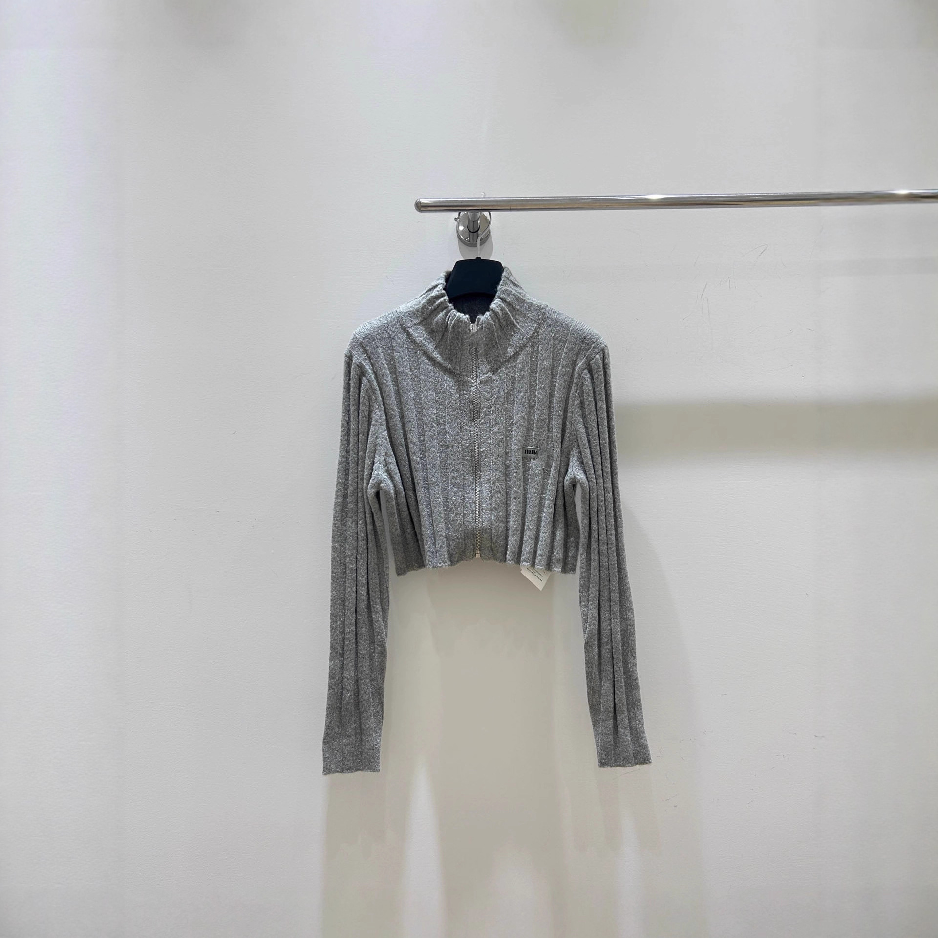 Vintage Versatile Knitted Zipper Sweater Top for Women, Spring New Style Half-High Collar Petite Short Sweater