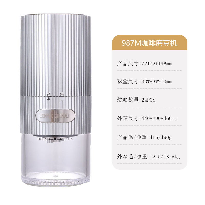 Molinillo de café eléctrico portátil transfronterizo, molinillo de café recargable por USB, molinillo de granos de café nuevo