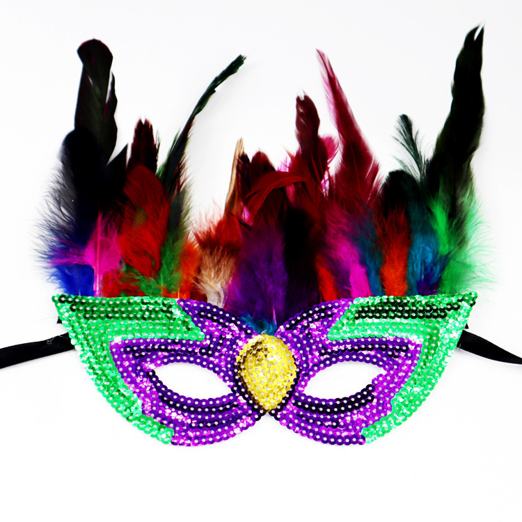 Carnaval europeo y americano Mardi Gras máscaras doradas morada-verde - sequela máscaras de fiesta bar transfronterizas