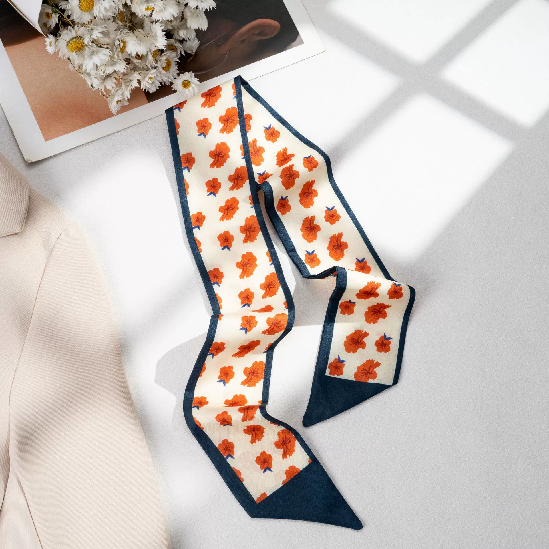 Silk Scarf Hairband (Suhang) long streamer 89×3.8 cm, lightweight gift box option