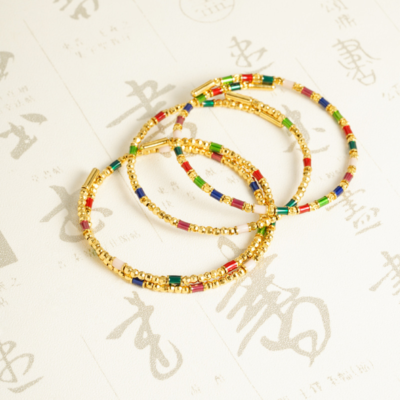 Vietnam Shajin dopamina combinación de colores durante mucho tiempo pulseras de cuentas de esmalte personalidad femenina nicho dulce fuente de accesorios de mano