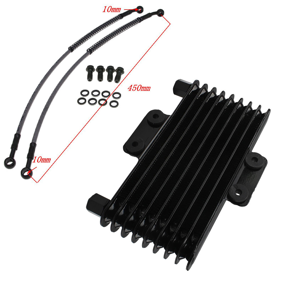 Motorcycle engine heat dissipation Universal Oil Cooler 8 rows cooling radiator replacement parts heat sink + oil pipe screw