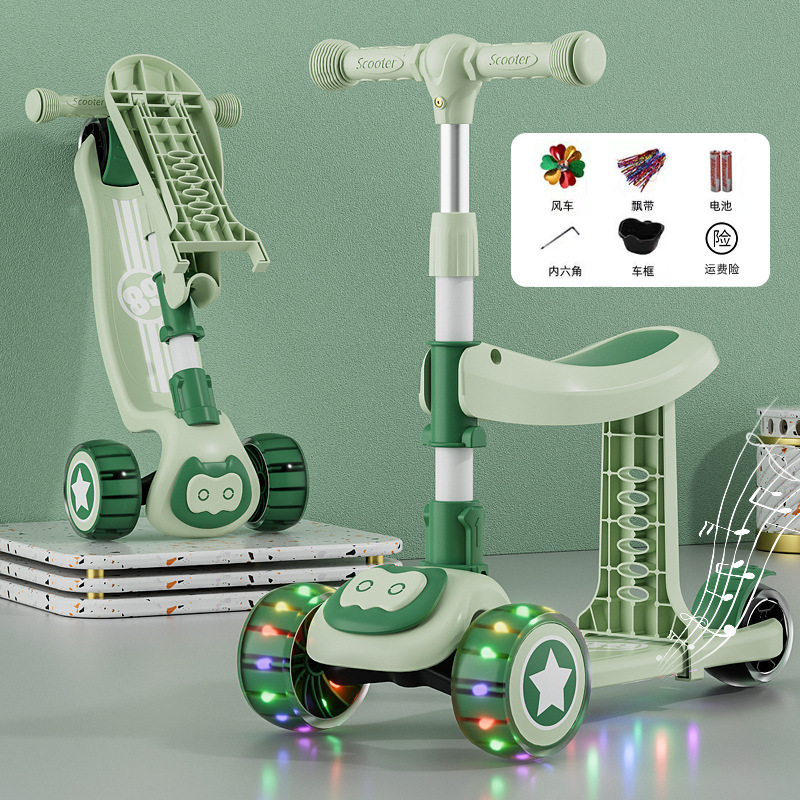 El nuevo Scooter para niños con asiento puede sentarse y deslizarse tres en uno niños y niñas de tres ruedas 1-2-3-5-6 AÑOS NIÑOS