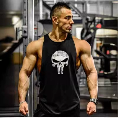 Тренажерный зал Спорт Бег Фитнес Тренировочный жилет Мужской хлопковый жилет без рукавов для бодибилдинга для внешней торговли I-образный жилет