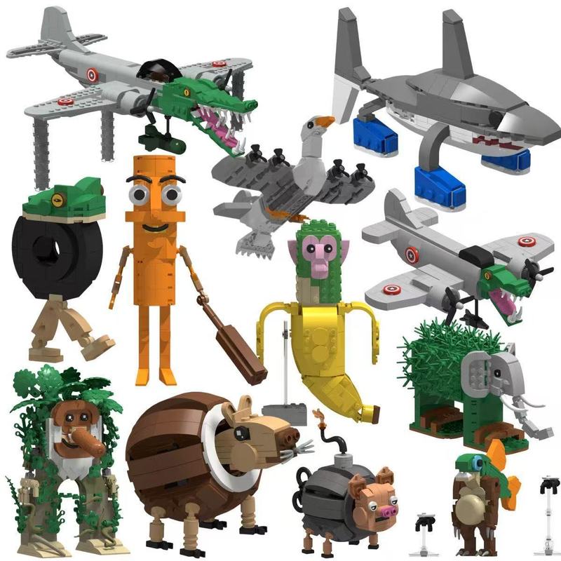 Cross-border Explosions Building Blocks AI Shanhaijing tungtung sahur Stick Man Children's Assembled Abstract Hand-made Toys