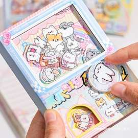 新款扭蛋机关本卡通摇摇趣味解压笔记本便携小本子彩色学生日记本