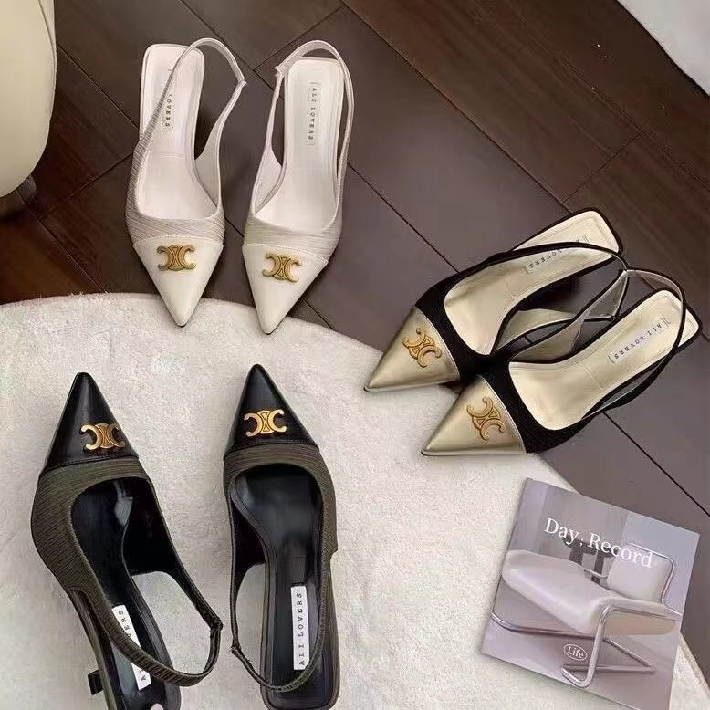Elegant Back-Strap Open-Back Stiletto Heel Single-Strap Design 2025 Spring/Summer New Niche Pointed-Toe High-Heeled Sandals for Women