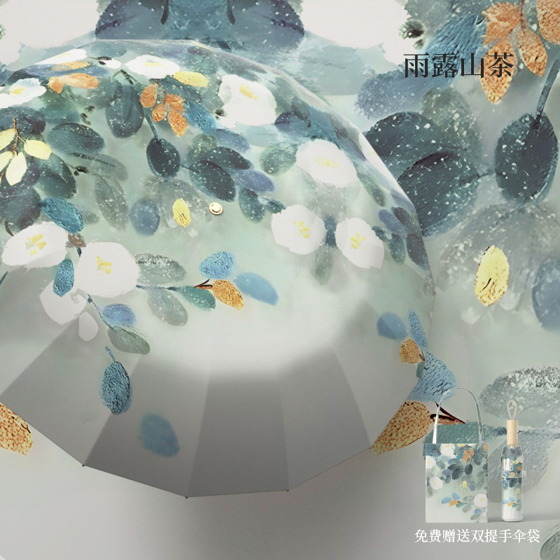 雨伞加大加固复古高颜值16骨彩胶太阳伞女生防晒防紫外线遮阳伞|undefined