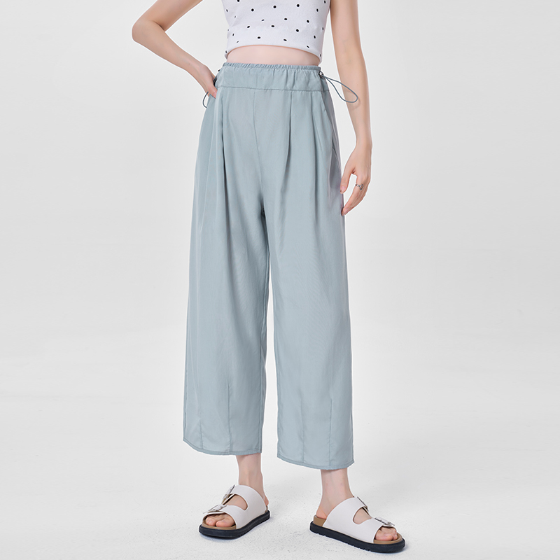 Pregnant Women's Wide Leg Pants Summer Wear Thin Outer Wear Ice Silk Cropped Pants New Summer Non-stringy No-belly Yamamoto Pants