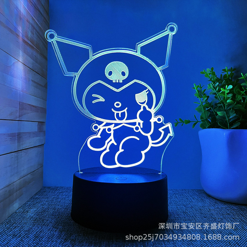跨境货源卡通猫老鼠三丽鸥系列USB3d小夜灯裂纹遥控触摸LED睡眠灯