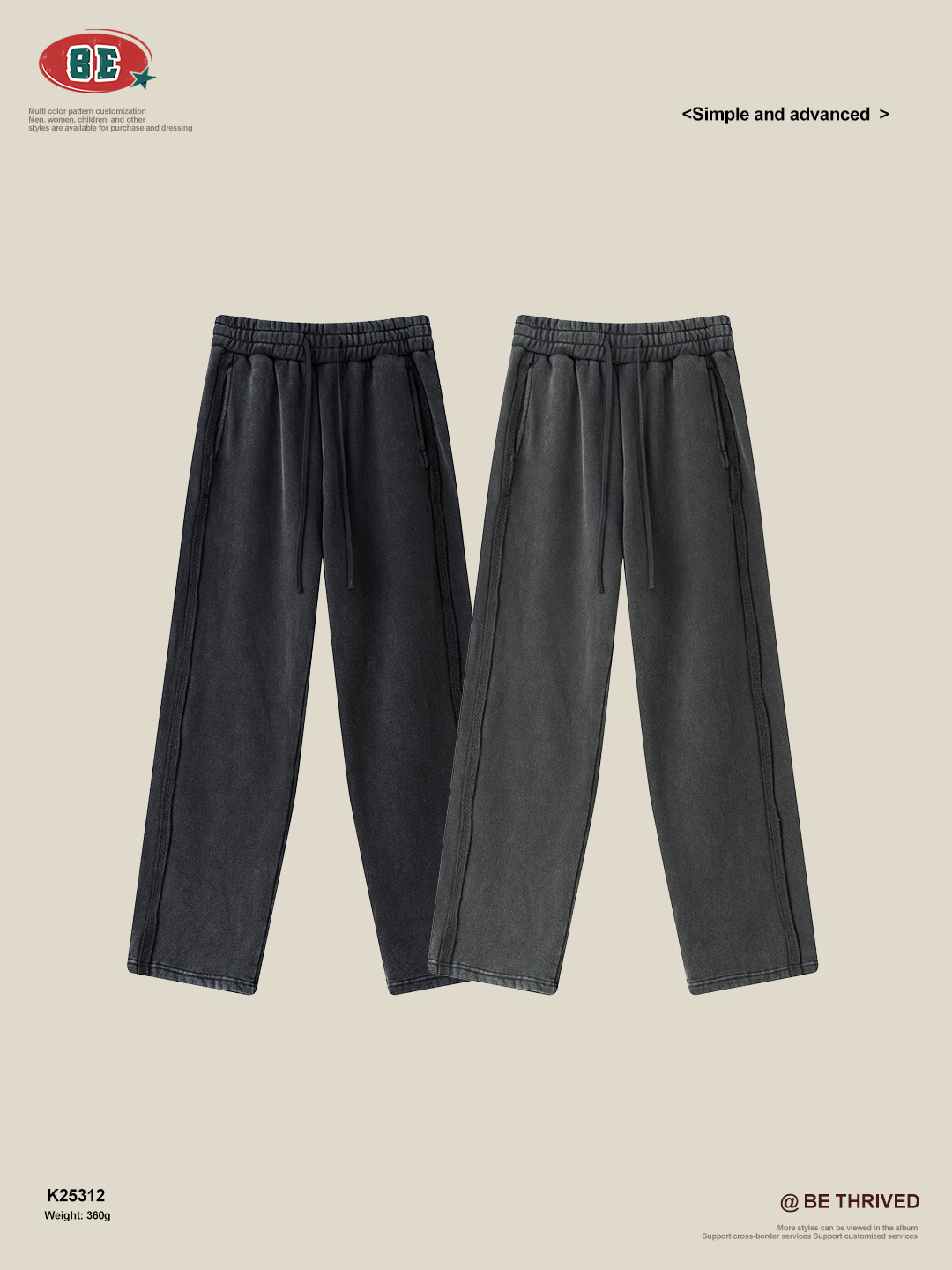 BE Pantalones deportivos informales holgados de pierna recta con forro polar y borde deshilachado para hombre, marca europea y americana de moda, estilo urbano, con diseño de copo de nieve, 2025