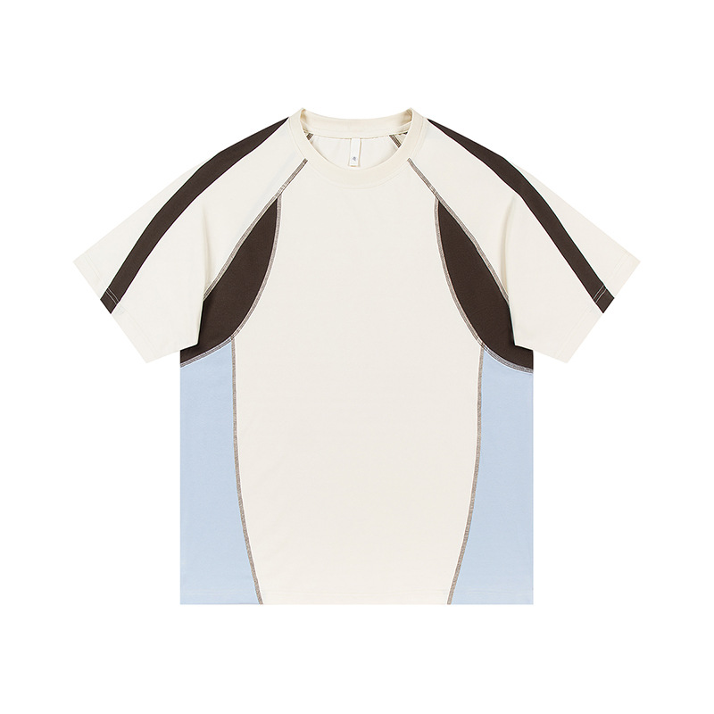 Color Block Patchwork Casual T-shirt For Men Raglan Short Sleeve_voghion.com