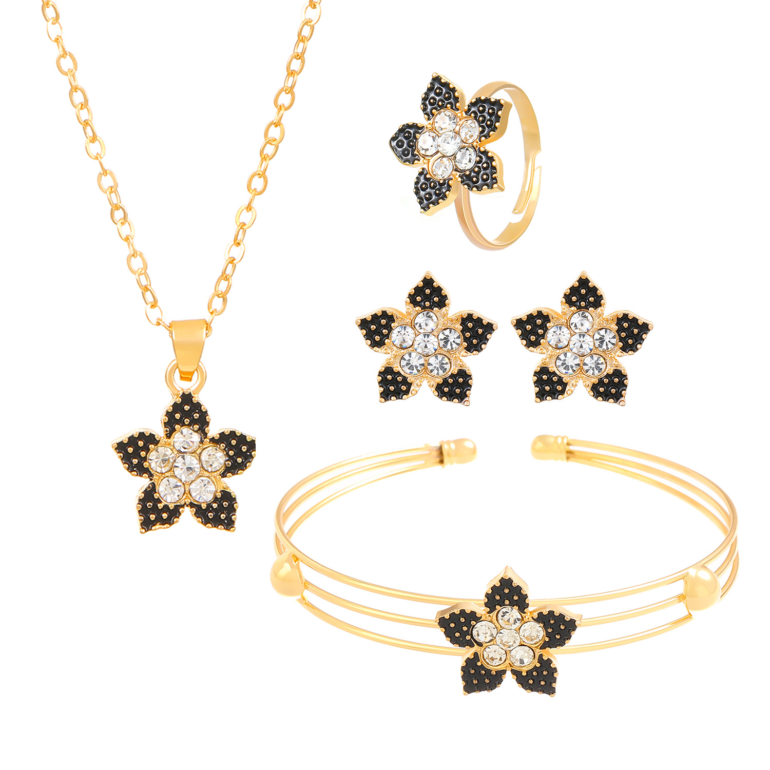 Nuevo diamante transfronterizo mariposa amor joyería traje ins estilo europeo y americano diseño creativo collar en forma de corazón conjunto de cuatro piezas