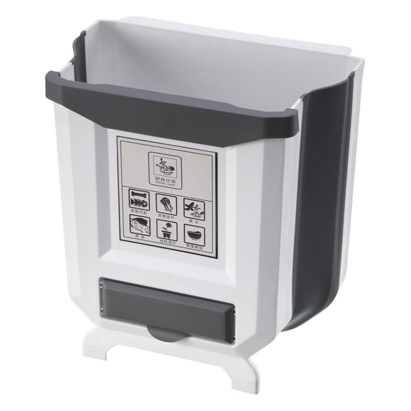 Basura plegable hogar gabinete de cocina puerta colgante basura grande coche creativo plástico cesta de papel caja de limpieza