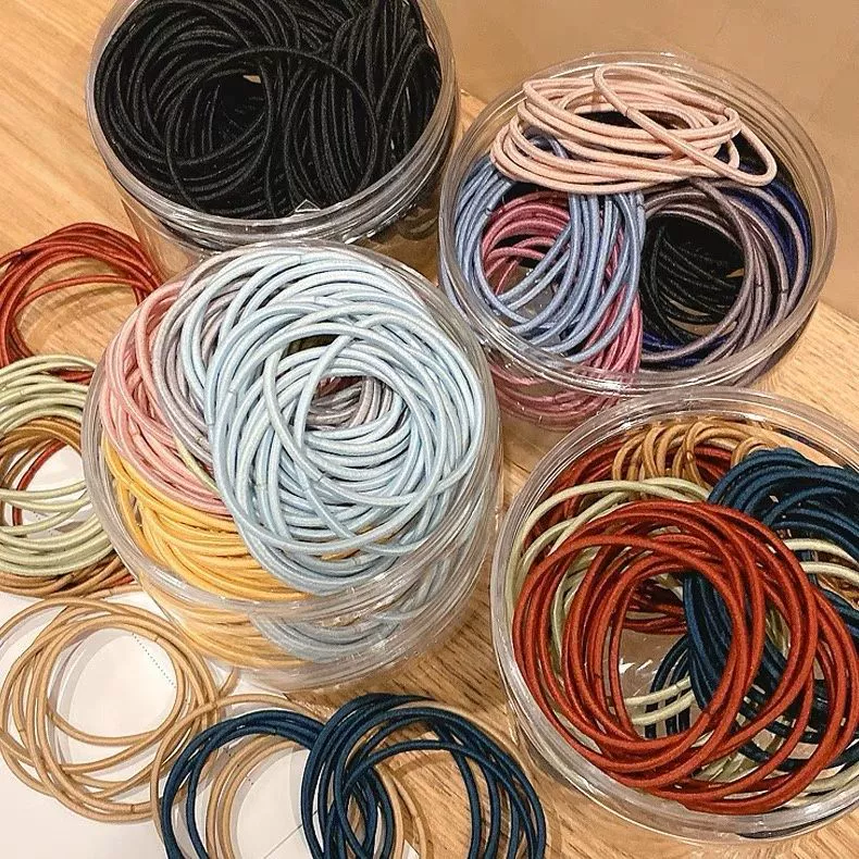 Черная резинка для завязывания волос, большой круг, ультратонкая высокоэластичная резинка, прочная повязка на голову для взрослых для женщин, тонкая, маленькая и простая.