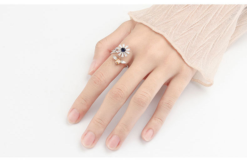 Simple Rotatable To Relieve Anti-anxiety Stress Copper Zircon Opening Ring Female display picture 3